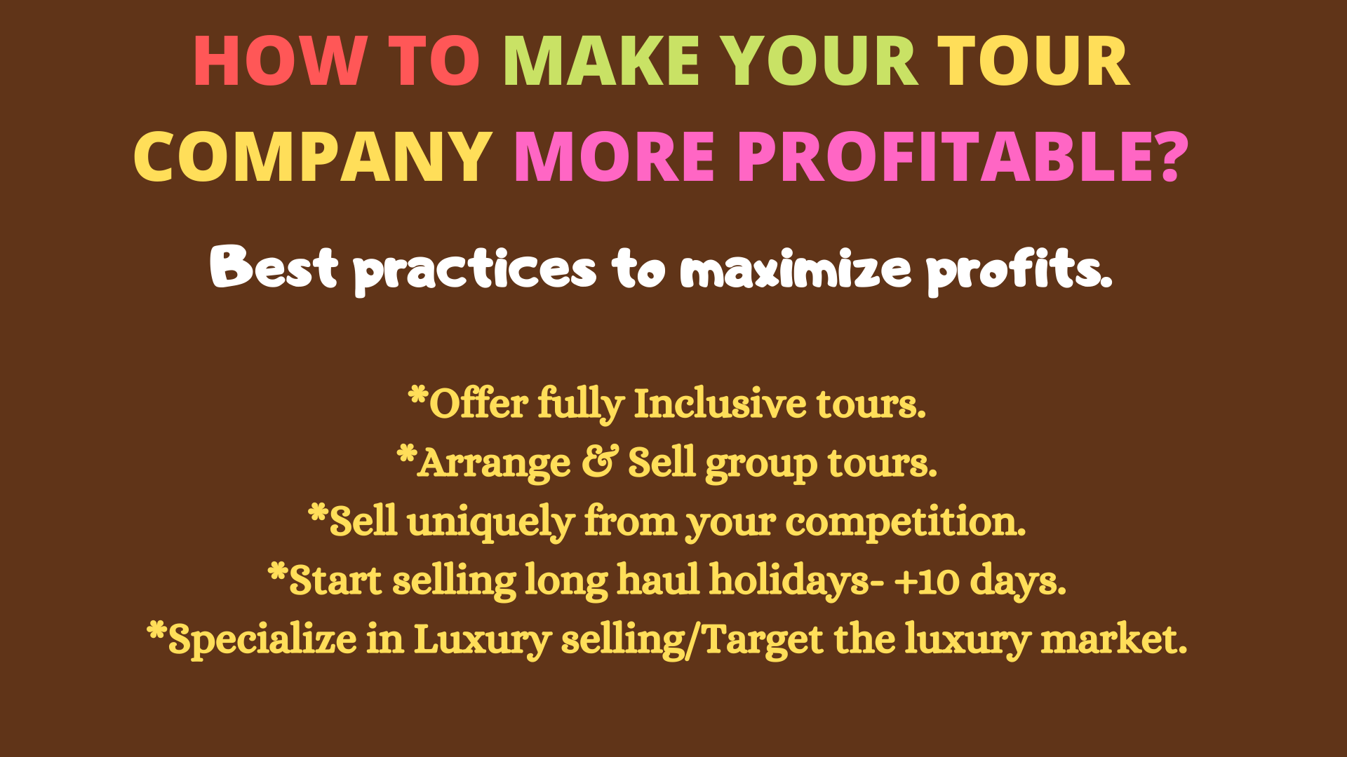 Making Your Tour Company Profitable