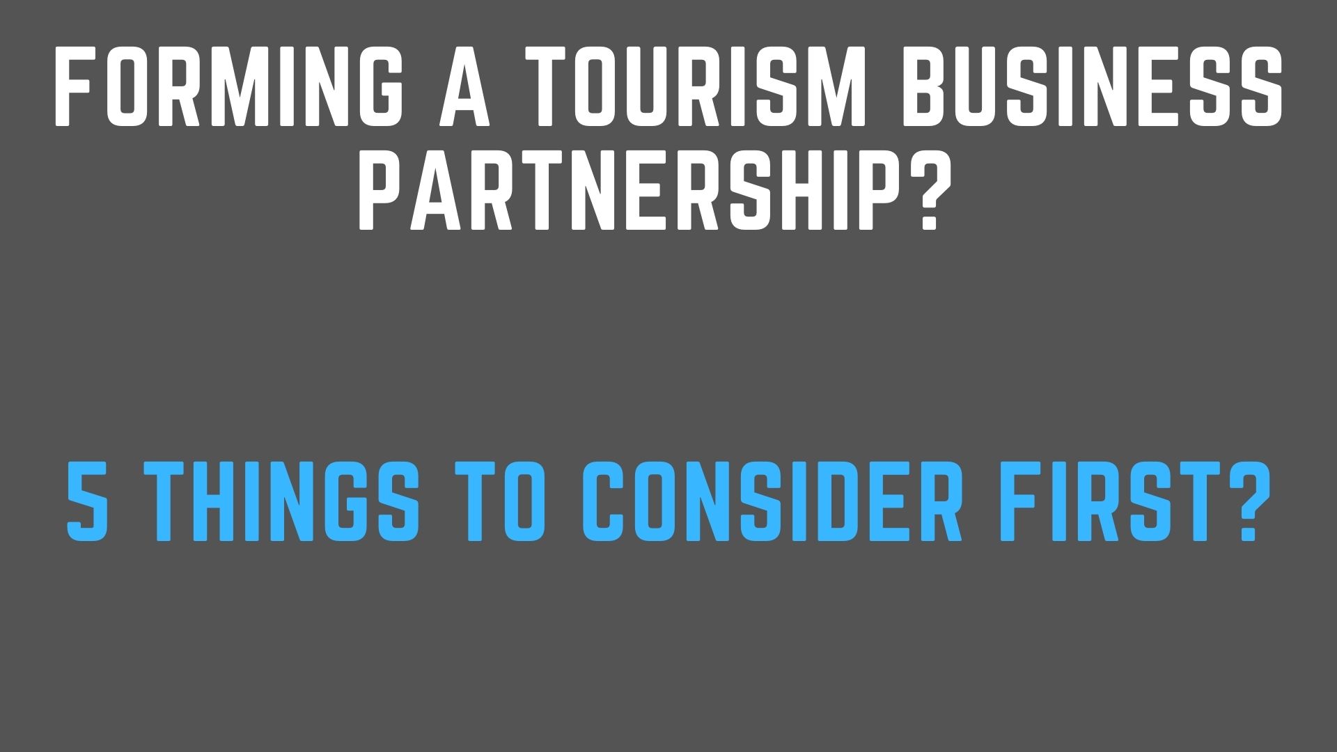 Things To Consider Before Forming A Partnership In The Tourism Business