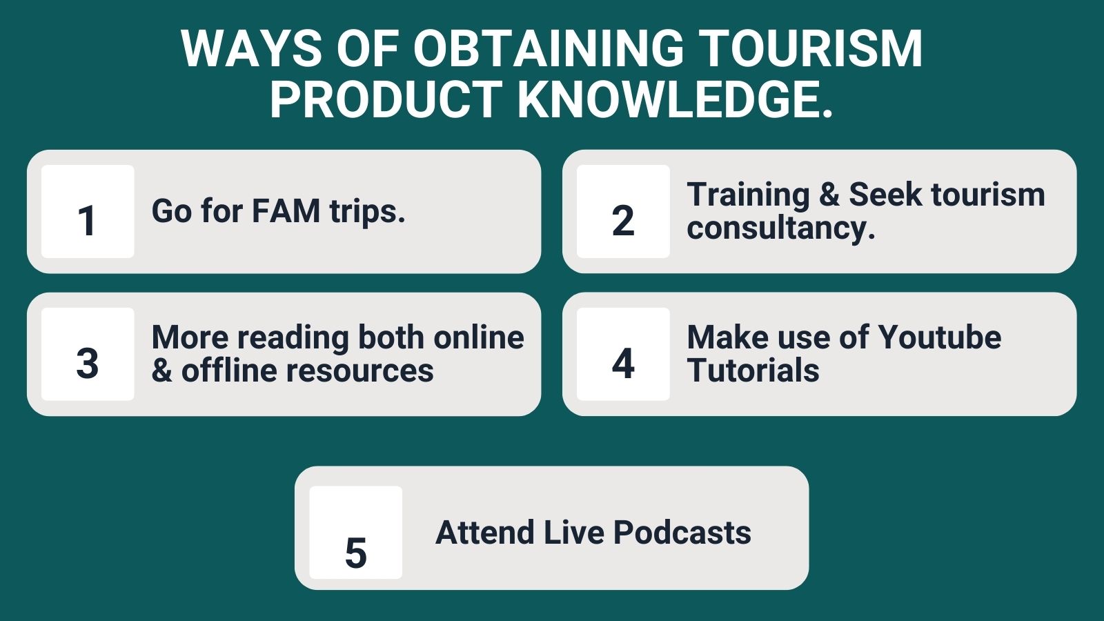 Ways Of Obtaining Tourism Product Knowledge